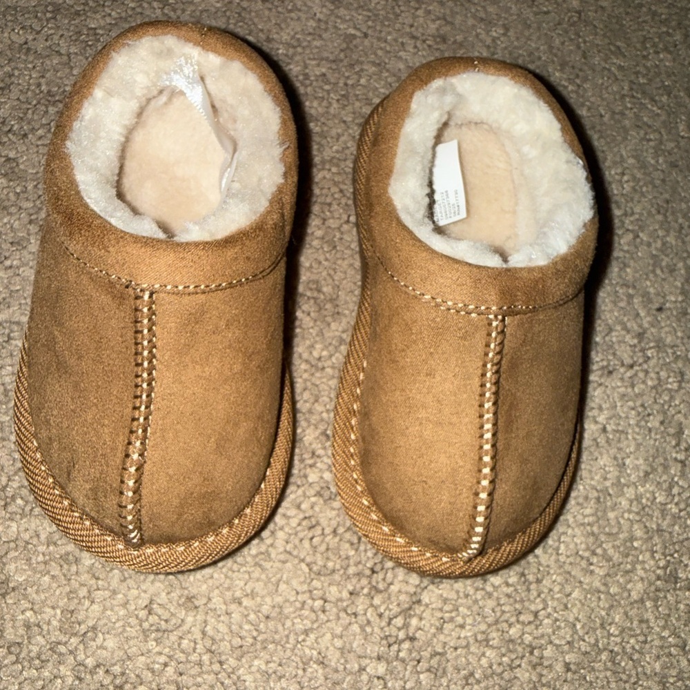 Target Toddler Tan Suede-Look Cozy Slip-On Slippers